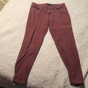 Maroon snake skin patterned cotton pants